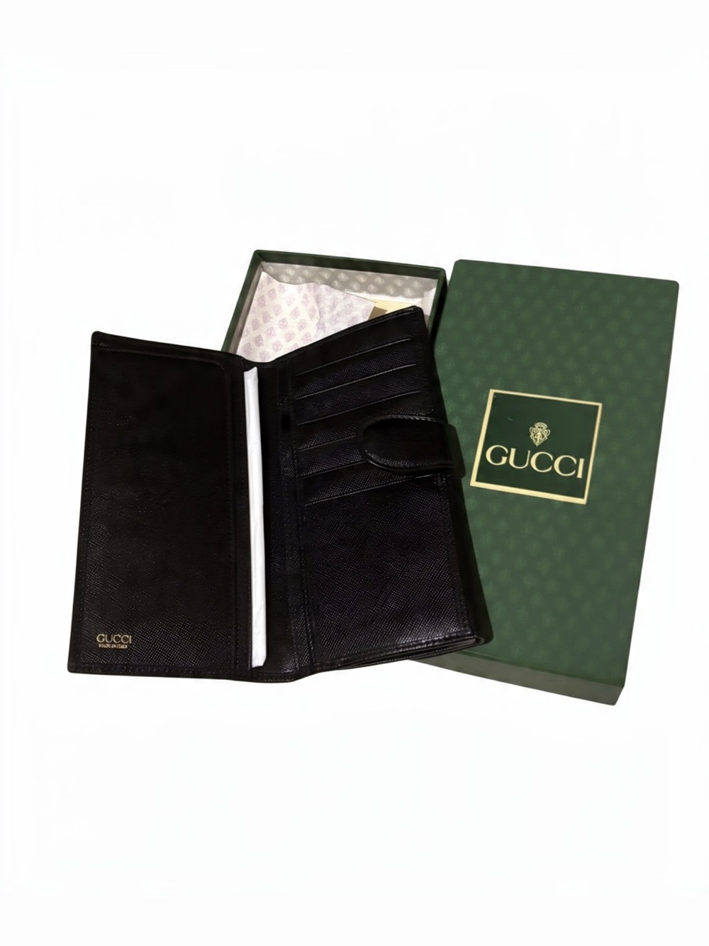 Vintage Gucci Black Leather Long Wallet